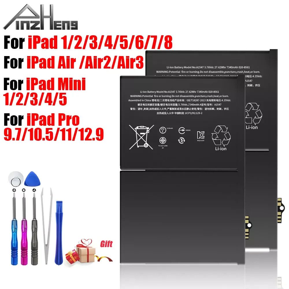 

2023New PINZHENG Tablet Battery For iPad 5 Air 1 A1474 A1475 For iPad 6 Air 2 A1893 A1566 10.2 Mini 2 3 4 5 Pro 9.7 10.5 11 12.9