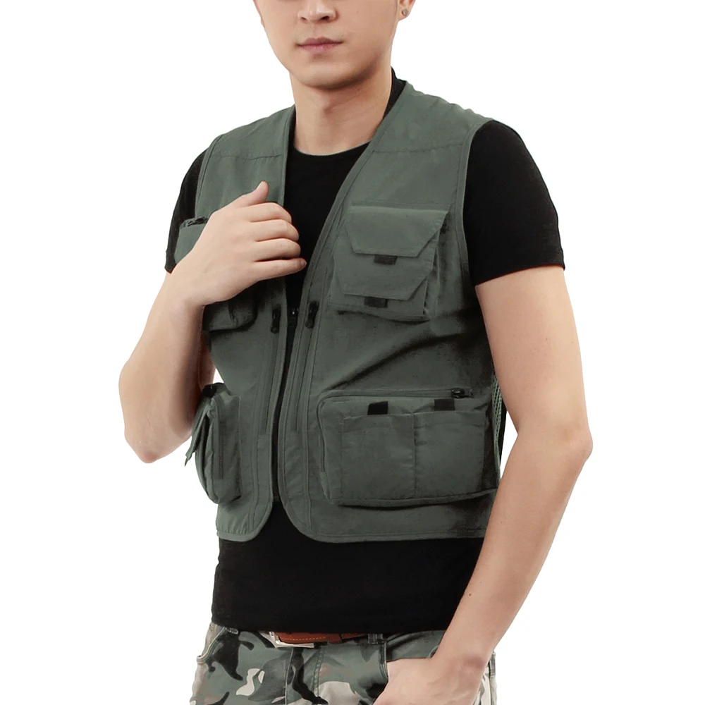 

Men Fishing Jacket with Detachable Back Quick Drying Multi-Pocket Work Vest Outdoor Summer Travel Photo Cargo Vest Jacket