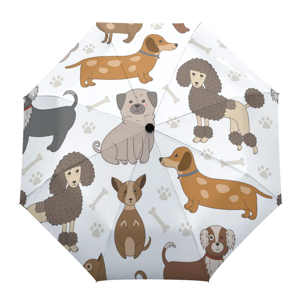 

Dog Cartoon Plush Animal Fully-automatic Umbrella for Outdoor Kids Adults Printed Umbrella Foldable Eight Strand Umbrella