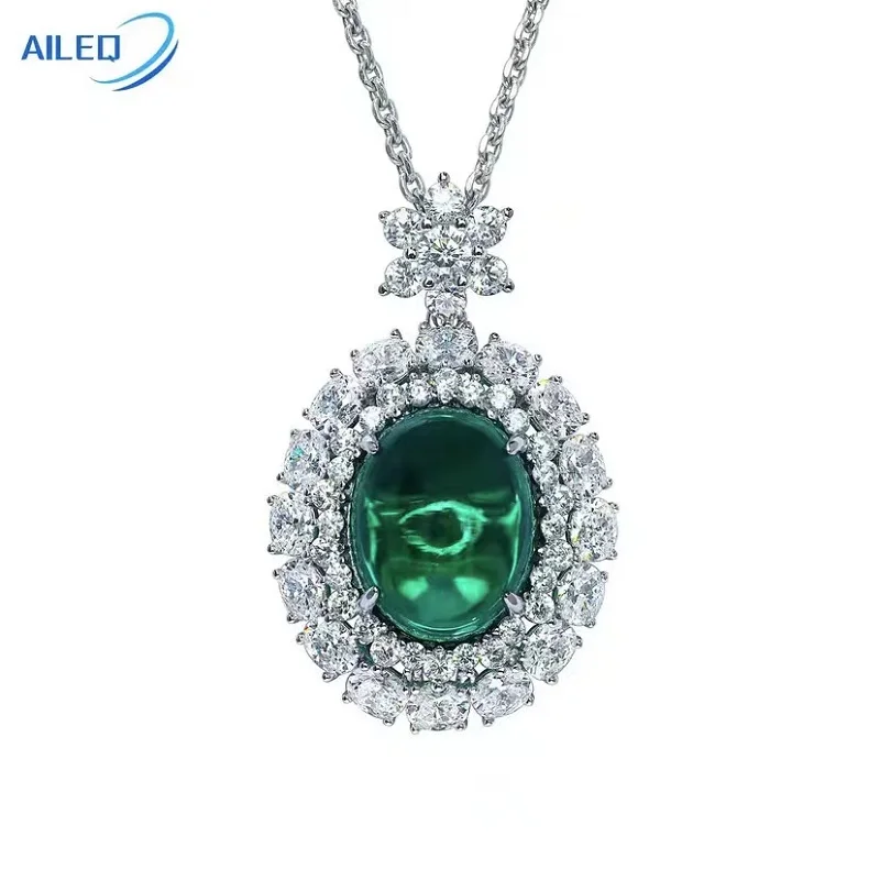 

The Pendants Are All 925 Silver Synthetic Zircon Egg-Faced Sagi Green Luxury Classic High-Carbon Diamond Ethnic Style Pendant