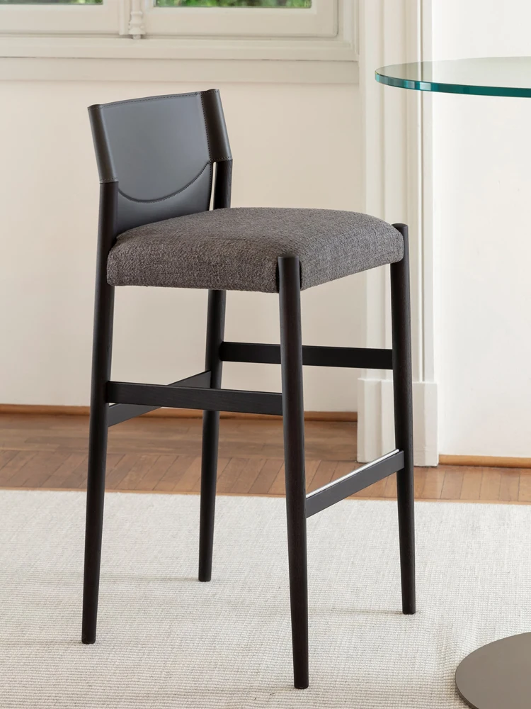 

Italian minimalist modern simple solid wood bar chair high foot bar stool modern light luxury bar chair household US $415.40