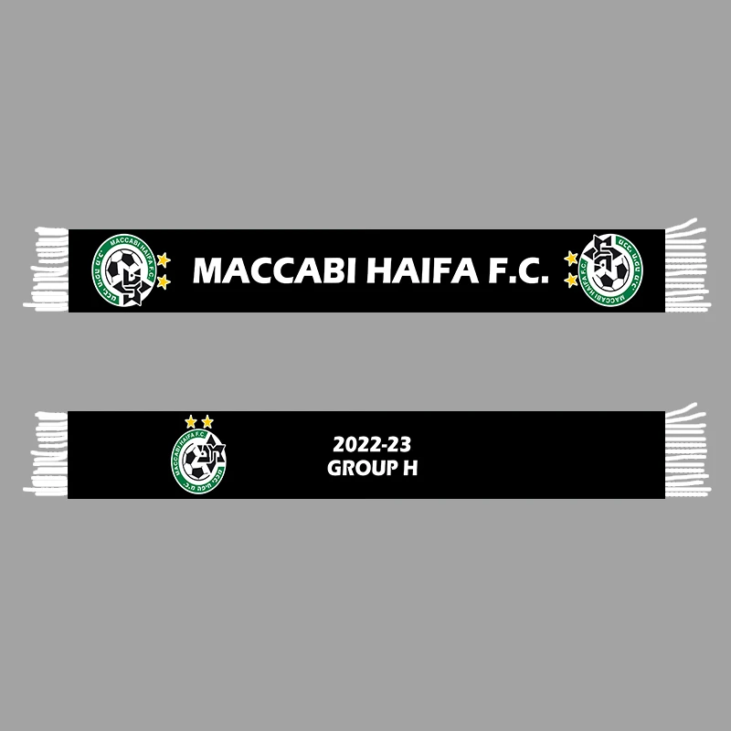 

145*18 cm Size Euro Season 2022-23 Maccabi Haifa FC 4 Teams Scarf for Fans Double-faced Knitted