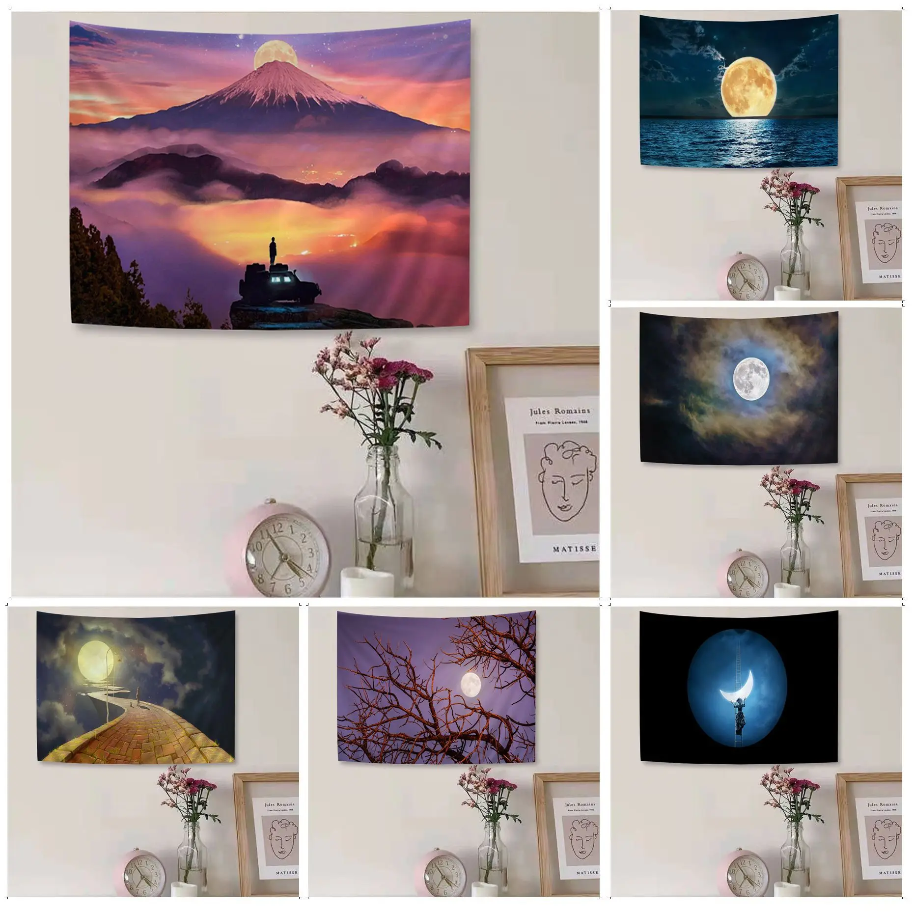 

Moon Tapestry Art Printing Indian Buddha Wall Decoration Witchcraft Bohemian Hippie Japanese Tapestry