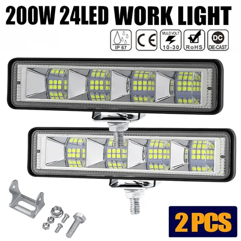 

1/2Pcs 24led Retrofit Lamp 6inch LED Flat Work Light Spot Beam Bar Car SUV LED OffRoad Driving Fog Lamps