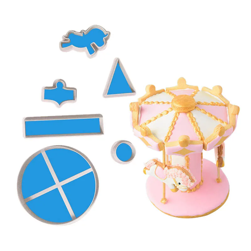 

Birthday Cake Princess Carousel Fondant Chocolates Mold Kitchen Fudge Cookie Stamp Biscuit Cutter Decorating Pastry Baking Tools