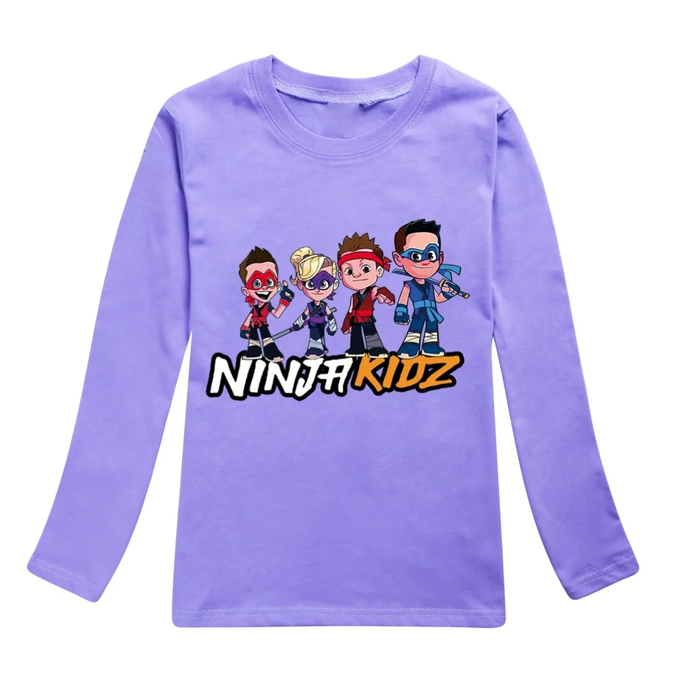 Фото Футболка с принтом Game NINJA KIDZ для маленьких мальчиков, мода 2024, осенние детские футболки с длинными рукавами, хлопковая детская одежда с героями мультфильмов, топы, футболки №2