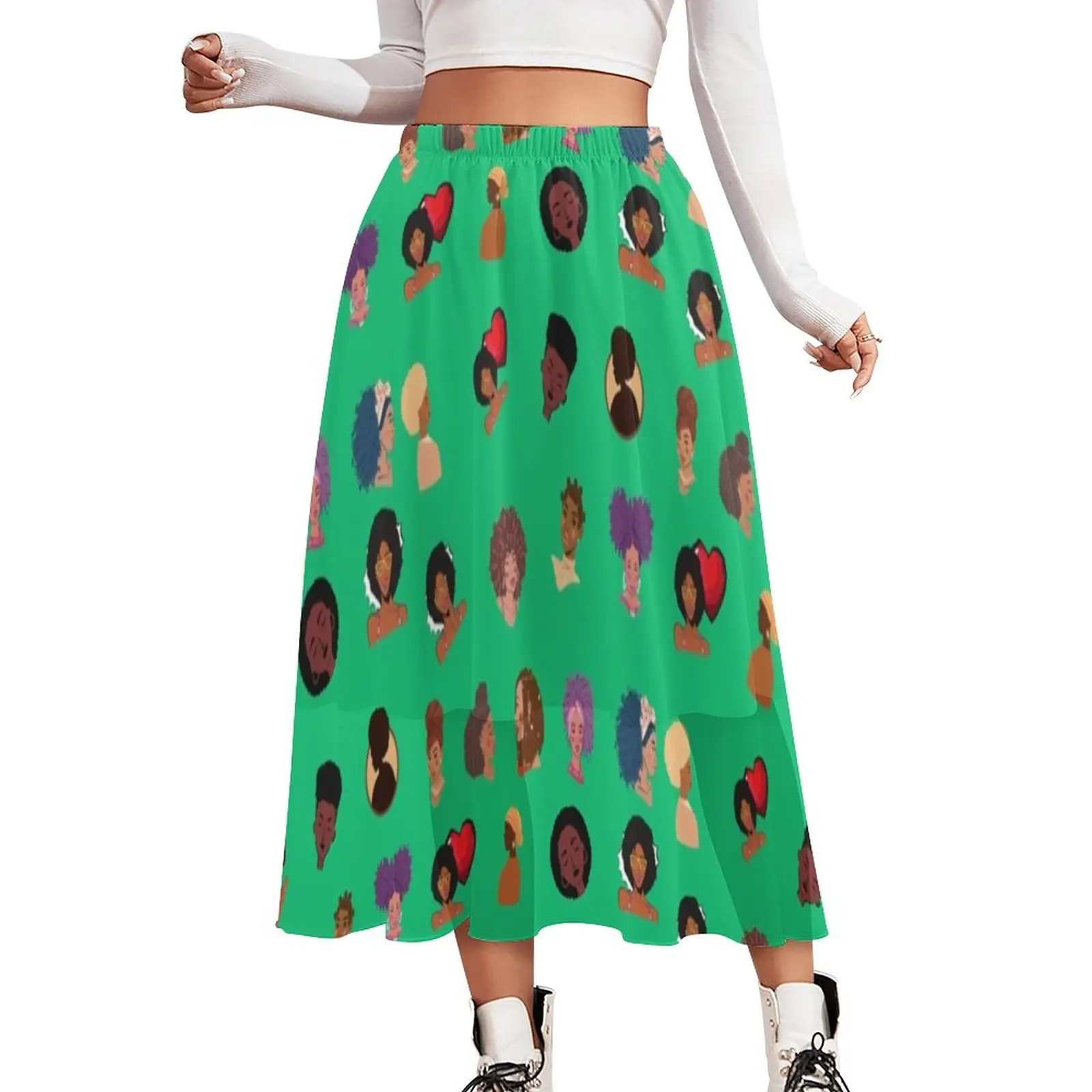 

Cool African Woman Skirt Women American Black Women Elegant Long Skirts Printed High Waist Harajuku Casual Skirt 2XL 3XL 4XL