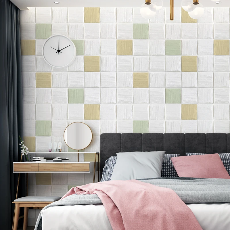 

New 3D Three-dimensional Wall Stickers Self-adhesive Foam Anti-collision Wallpaper Bedroom Living Room Ceiling Decoration