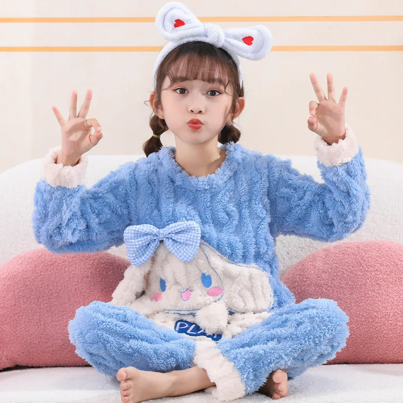 

Зимняя Детская Пижама Sanrio My Melody Cinnamoroll из флиса пурина и плотного кораллового флиса для мальчиков и девочек фланелевая Домашняя одежда подарки