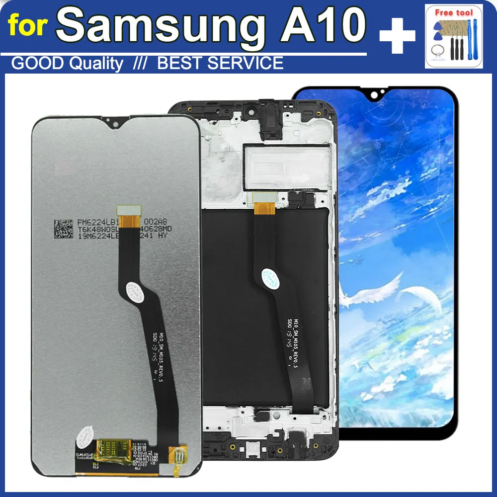 Фото Новый протестированный ЖК-дисплей для Samsung Galaxy A10 (A105F) с сенсорным экраном и дигитайзером, совместимый с Samsung A10 (A105M, A105G, A105F), в сборе с рамкой №1