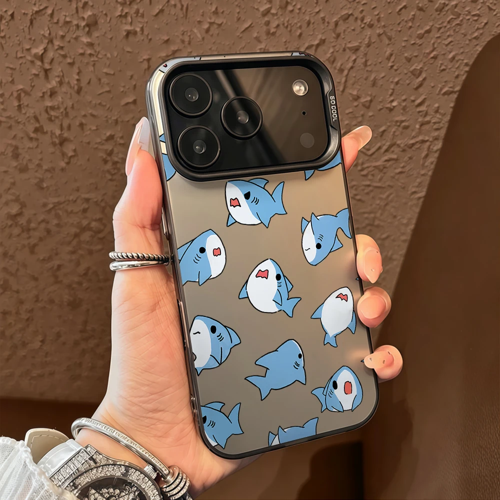 Фото Милый чехол для телефона с изображением акулы для iPhone 17, 15, 16, 13, 14 Pro Max, 12, 11 Pro Max, 7, 8 Plus, XR, 17E Air, матовый, жесткий, противоударный бампер-накладка IMD №2