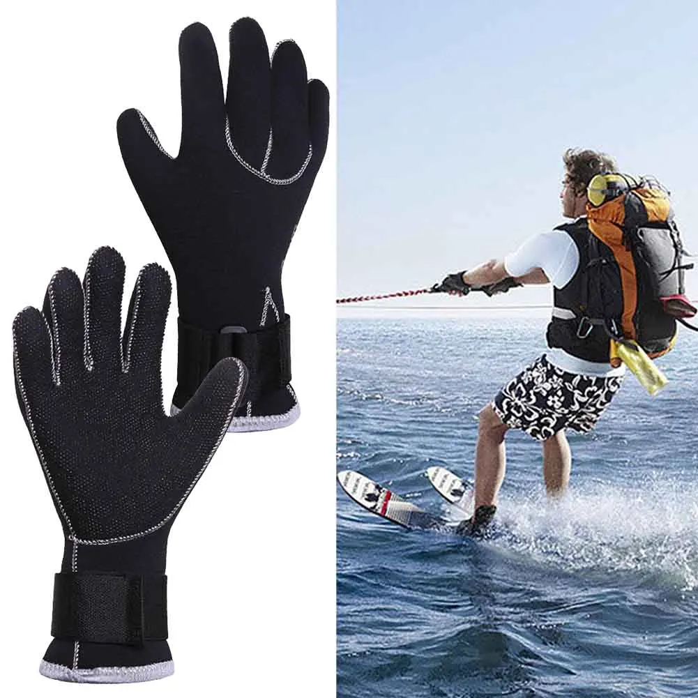 

1pair 3mm Men Women Surfing Diving Swimming Adjustable Strap Snorkeling Scuba Double Lined Wetsuit Gloves Water Sports Sailing