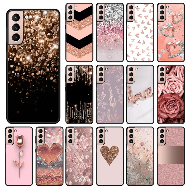 

Rose Gold Diamond Heart Phone Case For Samsung S23 S22 S20 Ultra S20 S22 Plus S10 S9 Plus S21 Plus S10E Note20Ultra Note20
