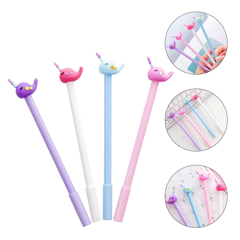 

12pcs Pens Portable Signature Pens Multipurpose Writing Pens Cartoon Narwhal Designed Pens for Office Home Gift