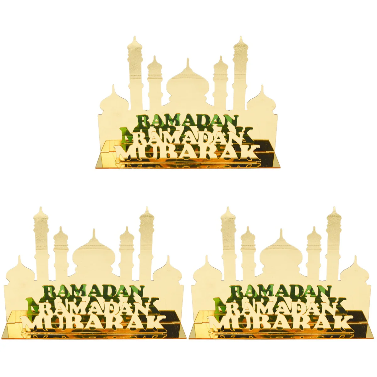 

3pcs Eid Ramadan Ornament Festivals Scene Layout Prop Hollow Acrylic Sign Decoration