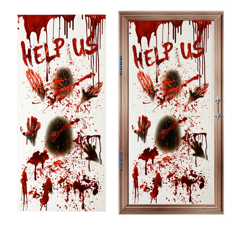Страшная Наклейка С Пятном Крови Украшение На Окно Двери Хэллоуин Призракly