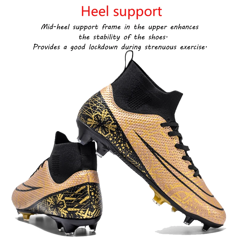 Professional Anti-Skid Wear-Resistant High Top FG/TF Men's Soccer Shoes Training Shoe Children's Football Boots Outdoor Sneakers