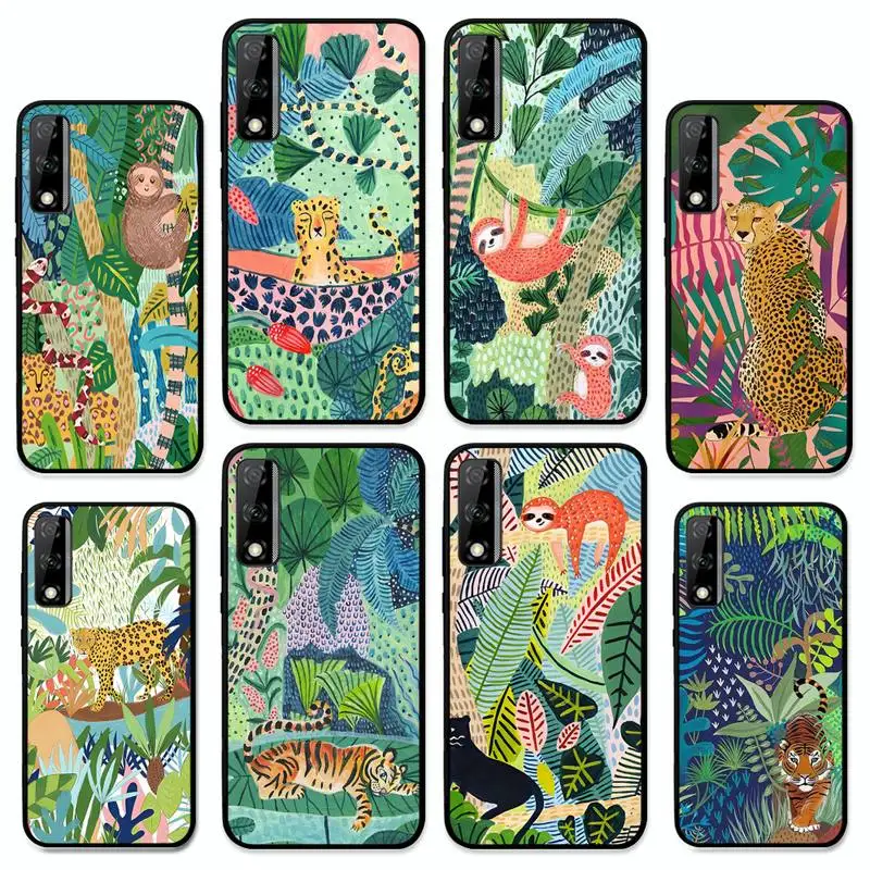 

Cute Cartoon Anime Sloth Leopard Phone Case for Huawei Y 6 9 7 5 8s prime 2019 2018 enjoy 7 plus
