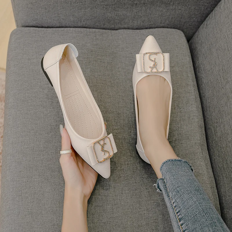 Spring/Summer New Designer Luxury Women Shoes Pointed Toe Shallow  Casual Office and Career Shoes Black Loafers Women Zapatos