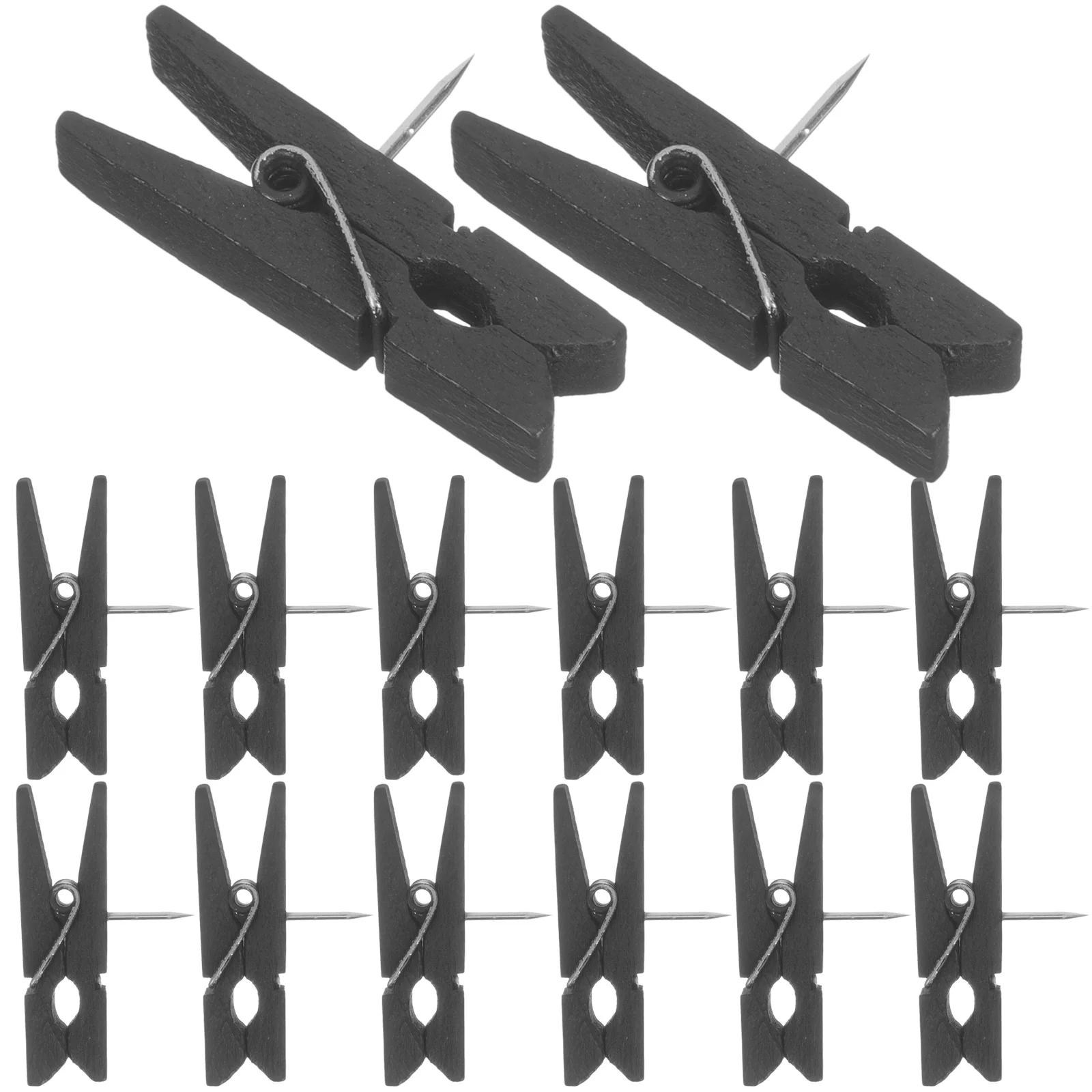 

50 Pcs Thumbtack Clip Black Wooden Crafts Push Pins Multipurpose Pushpin Clips Picture Photo Thumbtacks Clothespins