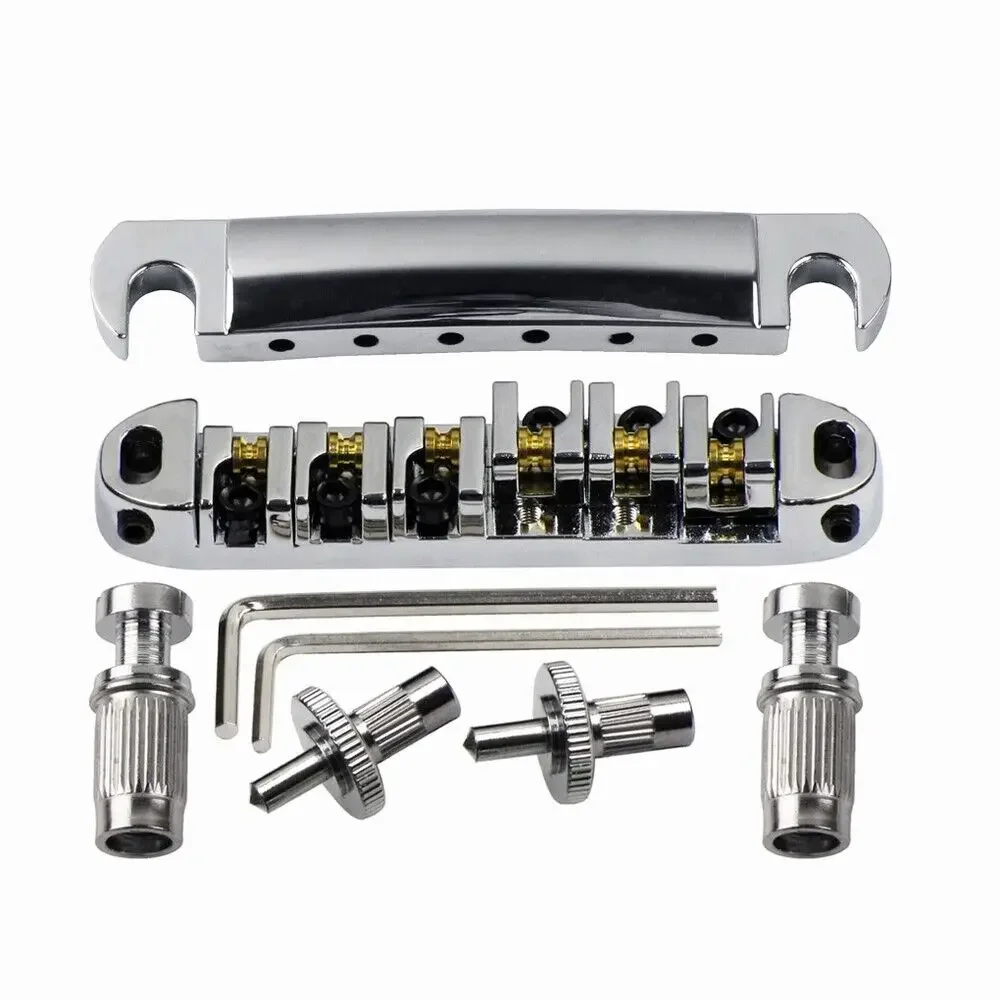 For Les Paul Guitar Parts Tune-O-Matic Bridge Roller Silver Saddle Tail