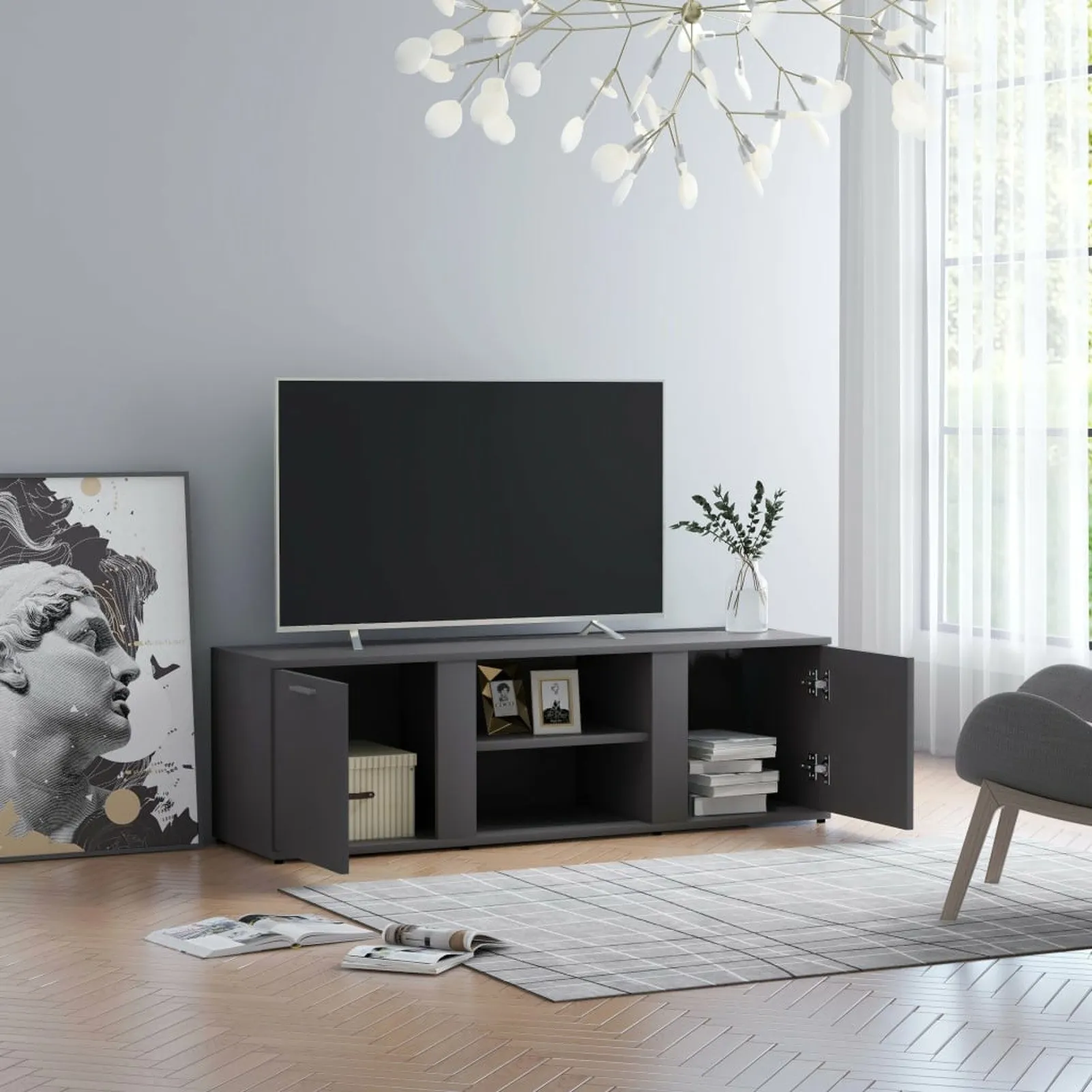 

TV Cabinet Gray 47.2"x13.4"x14.6" Chipboard