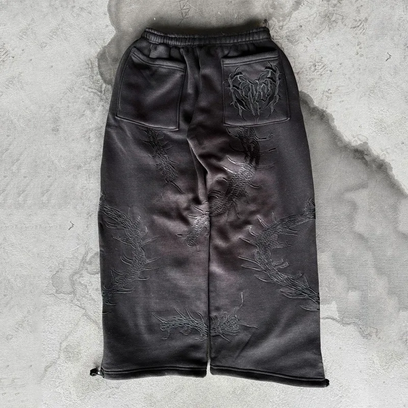 Y2K брюки Харадзюку винтажные однотонные повседневные спортивные штаны с