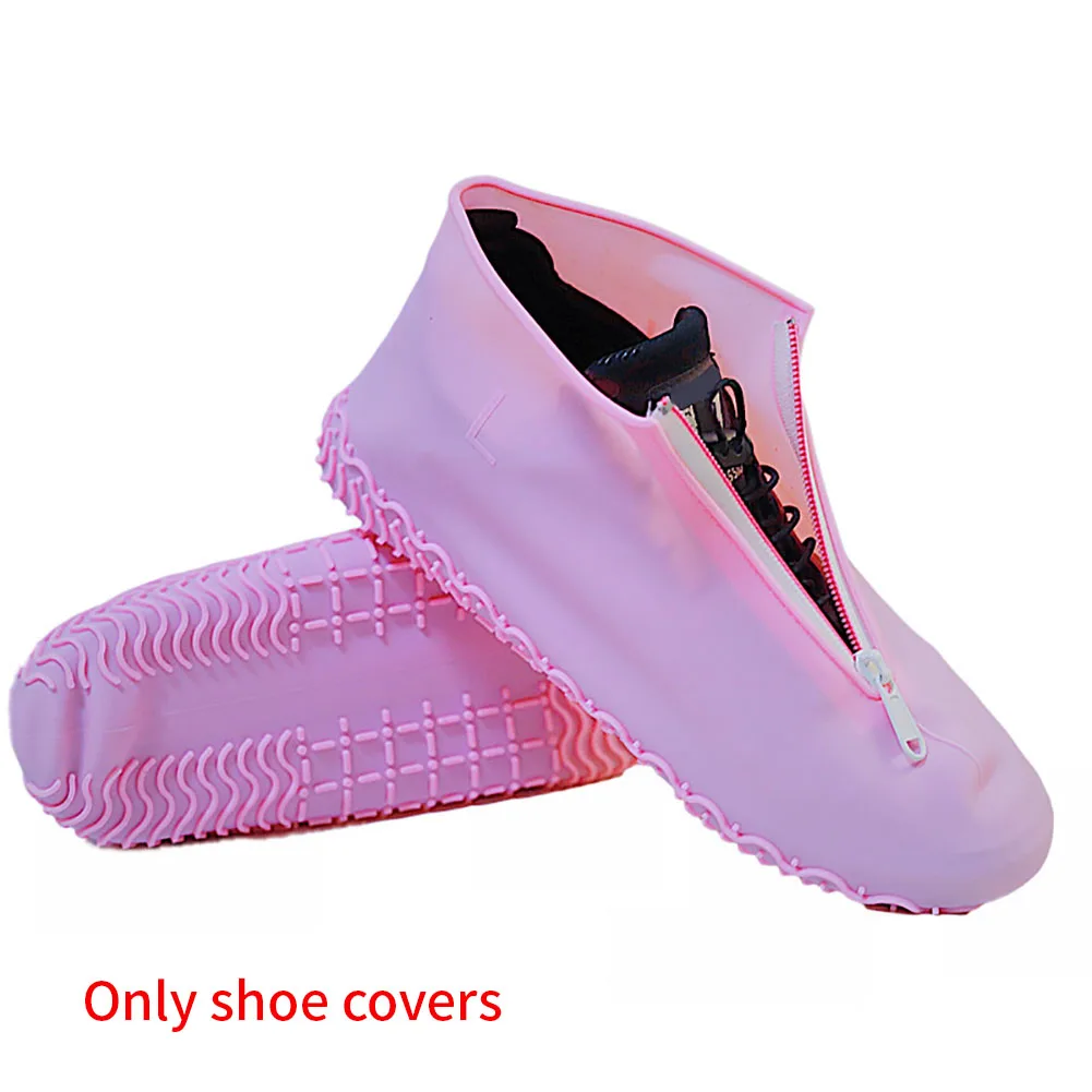 

1 Pair Shoe Cover Protective Outdoor Zipper Non Slip Reusable Waterproof Silicone Accessories Foot Wear Elastic Rain Boots