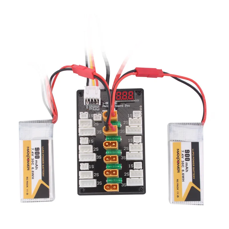 New XT30 Plug 1S-3S / XT60 Plug 3S-4S Lipo Battery Parallel Charging Board with Voltage Tester For IMAX B6 B6AC Balance Charger