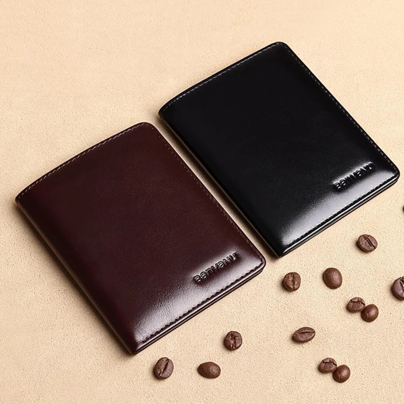 

Genuine Leather Rfid Wallet for Men Slim Vertical Walet Vintage Thin Short ID Credit Card Holder Minimalist Bifold Money Bag