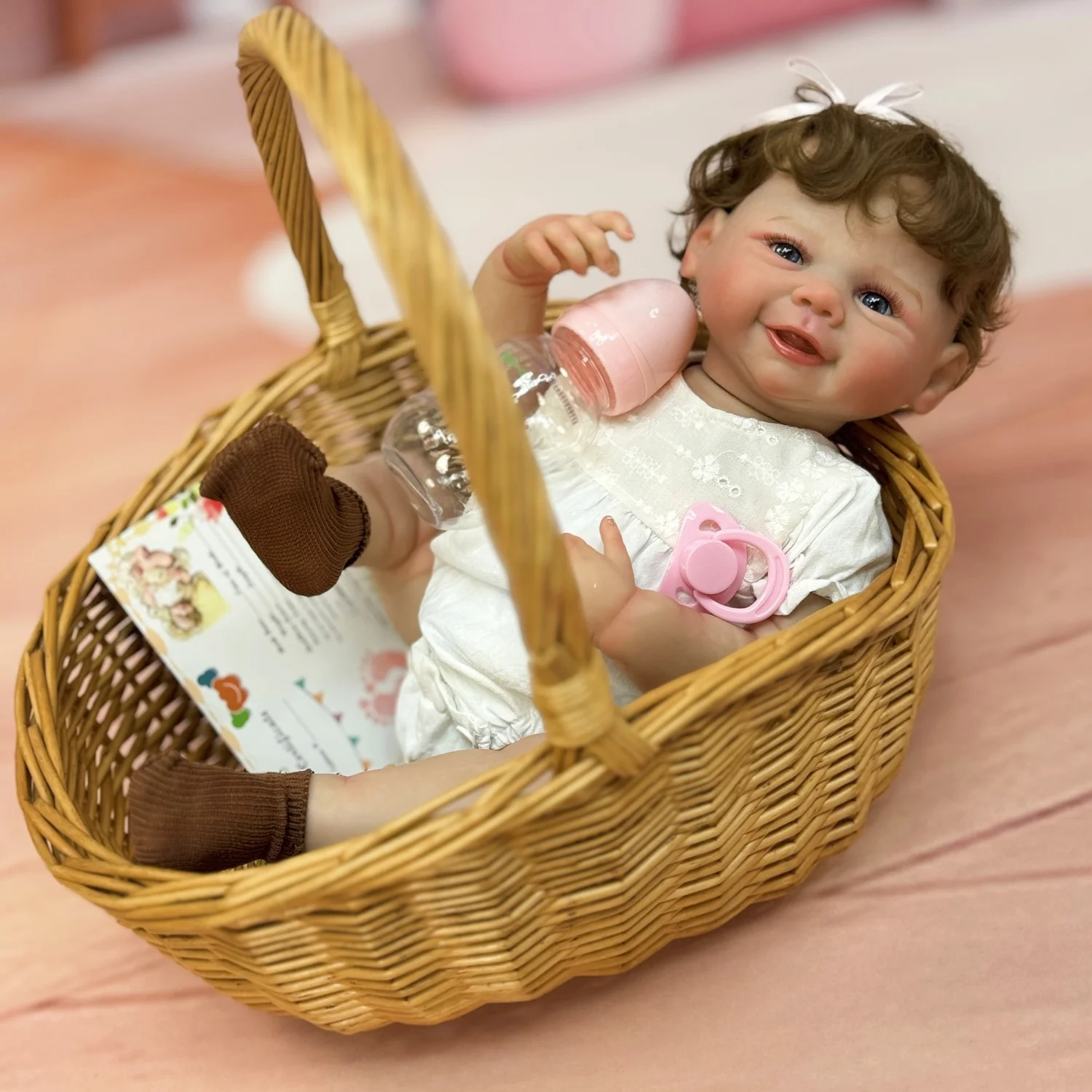 Водонепроницаемая детская младенец-реборн с корневыми волосами 50 см