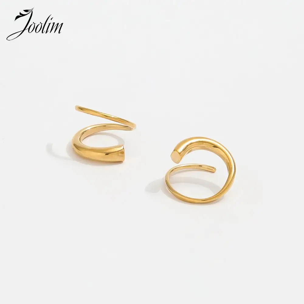 

Joolim High End PVD Plated Fashion Integrated Spiral Screw Shape Gradient Width Earring Stainless Steel Jewelry Wholesale