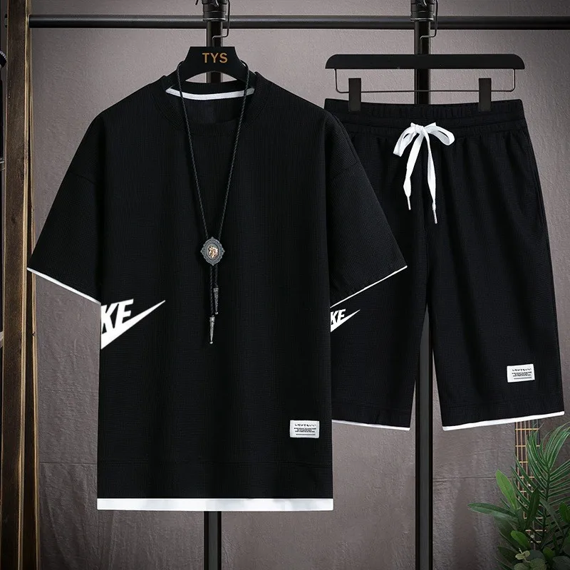 

Summer Men's Sets Fashion Korean Tracksuit Men Short Sleeve T Shirts+Sport Shorts Suit Men Casual Men Clothing Mens Joggers Sets