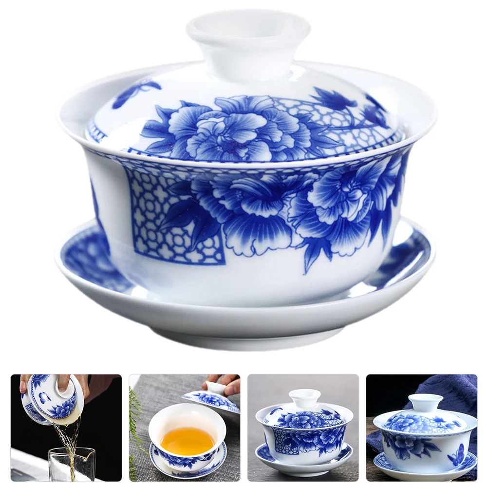 

1 Set Tureen Ceramic Cup Vintage China Serving Tea Tureen with Lid Saucer