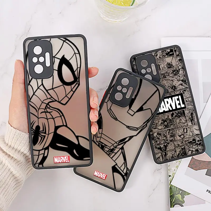 

Cool Marvel Hero Iron-Man Case For Xiaomi Redmi Note 11 Pro 8 9 10 Pro Spiderman Back Cover Redmi 10C 9 9A 9C 8 7A 6A Matte Case