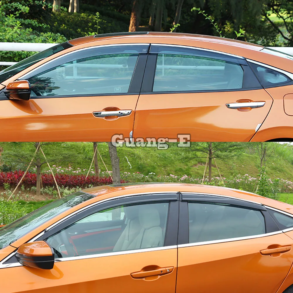 Фото Дефлектор бокового окна для Honda Civic 10 2016 2017 2018 2019 2020 2021, автомобильные аксессуары, защитные приспособления, украшение №3