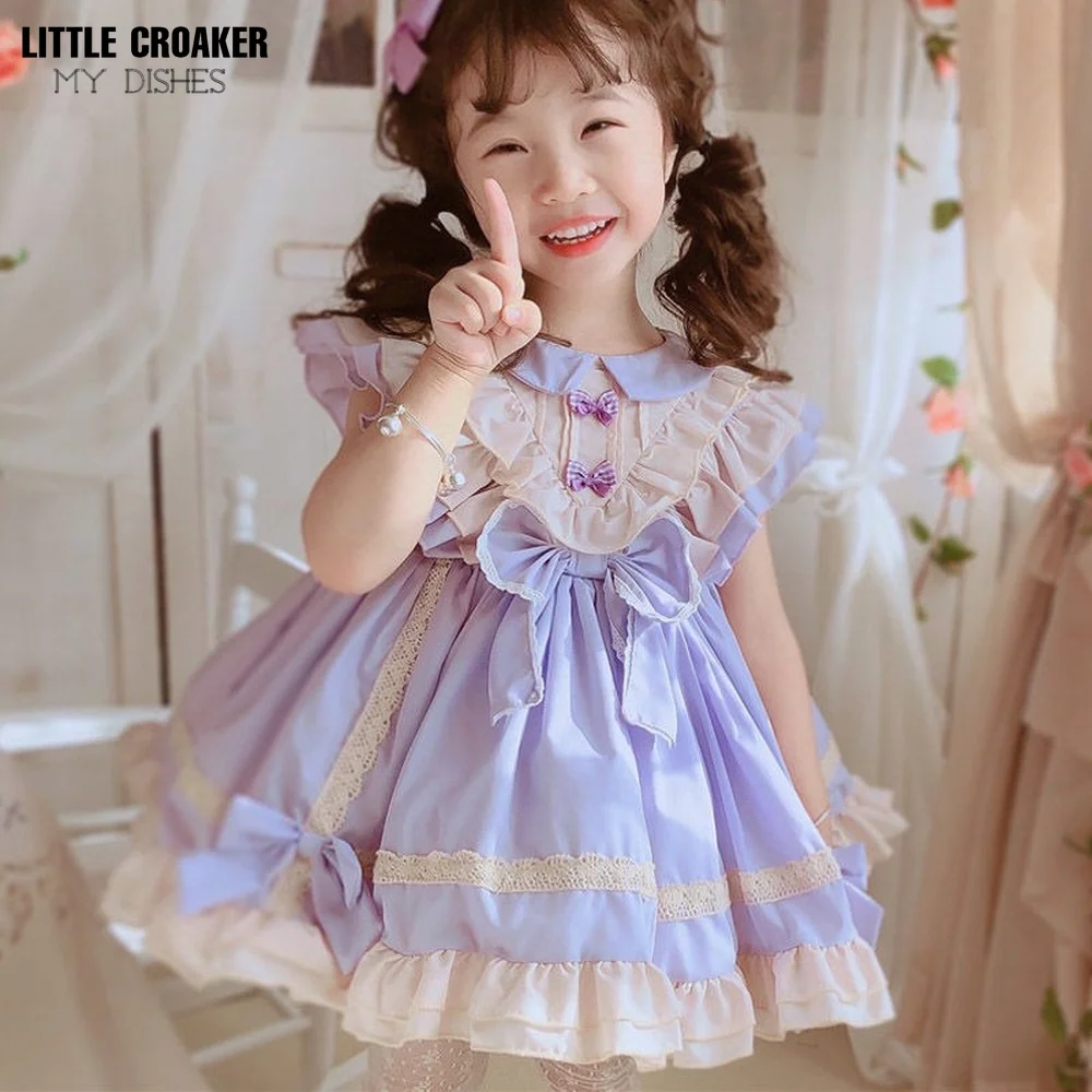 

Children Blue Spanish Dresses Baby Toddler Girl Lolita Princess Ball Gown 2022 Spring Little Girl Birthday Dress Up Clothes