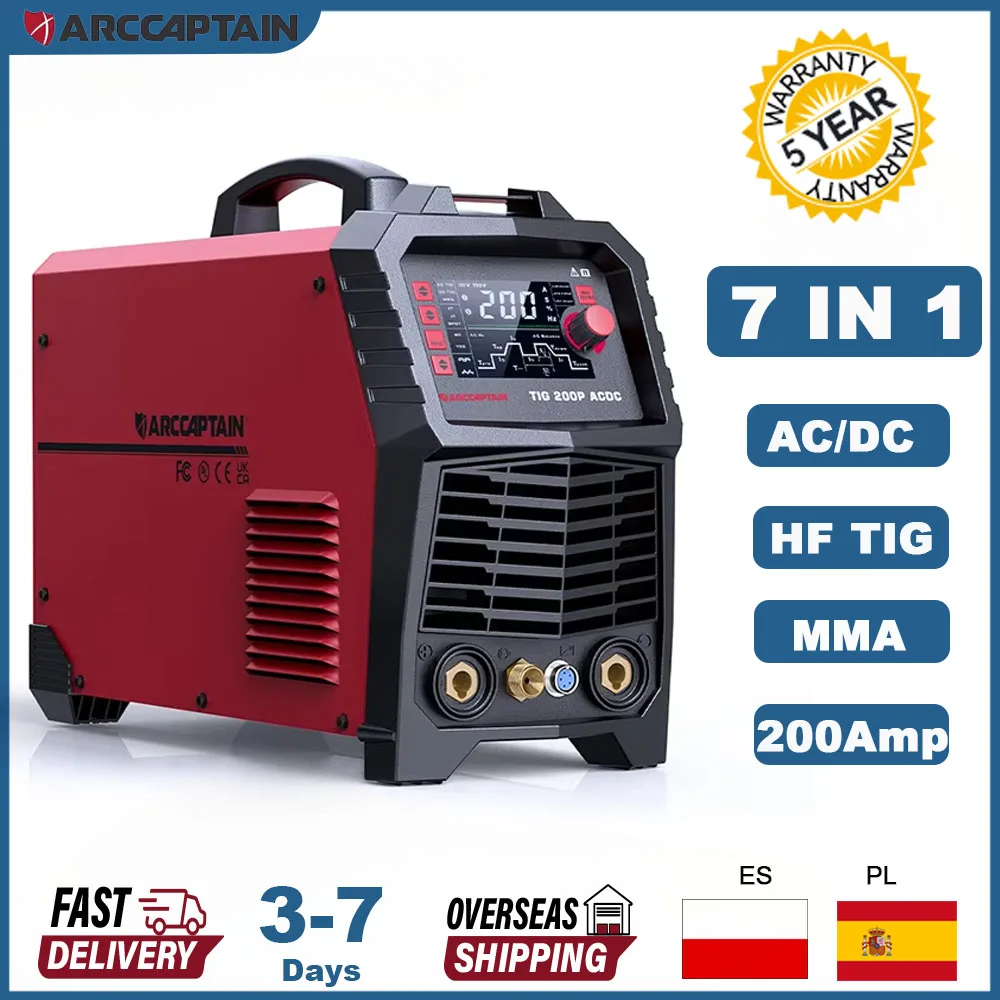 ARCCAPTAIN AC/DC Аппарат для алюминия Tig 7-в-1 Импульсный квадратный треугольный