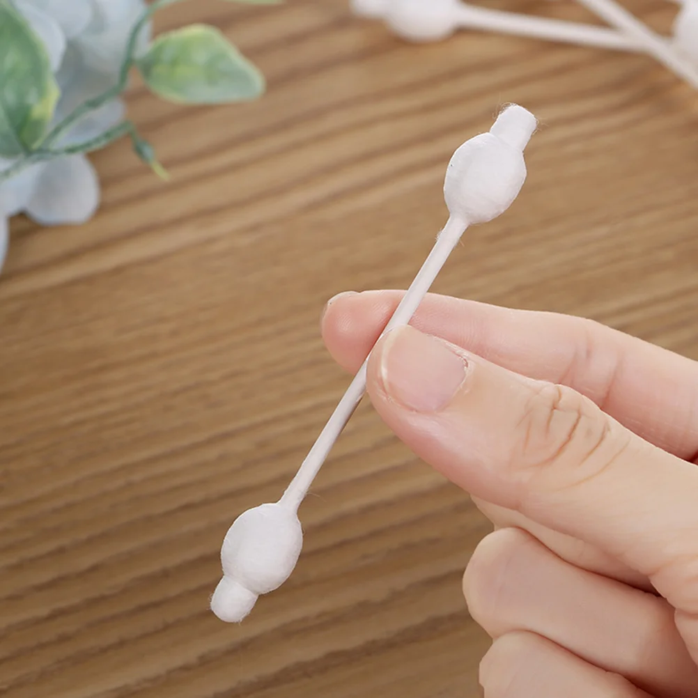 

110pcs of 2 Box Disposable Swab Double-Headed Cotton Bud Portable Cleaning Sticks Multi-use Cotton Swab for Home Baby Travel