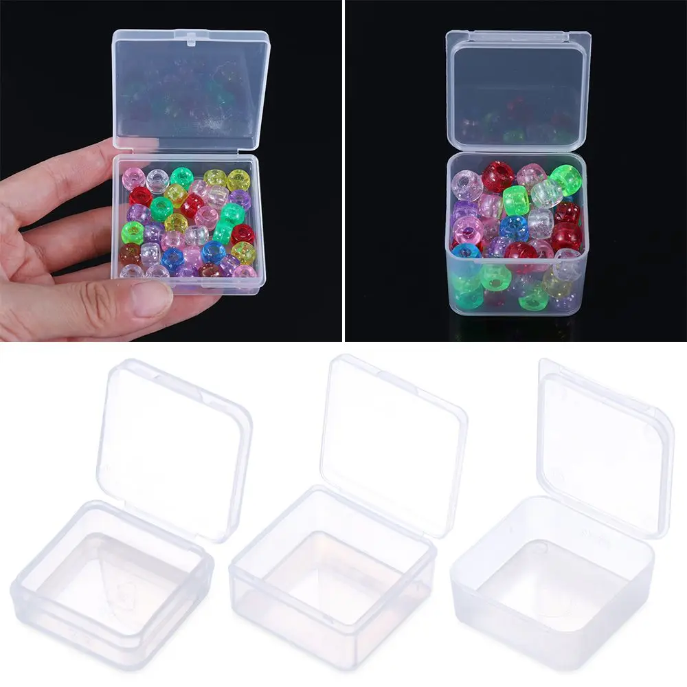 

1Pcs Small Clear Plastic Beads Storage Box Small Items Crafts Hardware Storage Container Case Useful Transparent Pill Chip Box