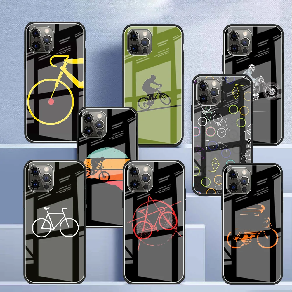 

Велосипедный стеклянный чехол для Apple iPhone 13 11 Pro Max 12 XS SE 2020 XR 7 8 Plus X 6 6S SE 2022, чехол для телефона из закаленного стекла