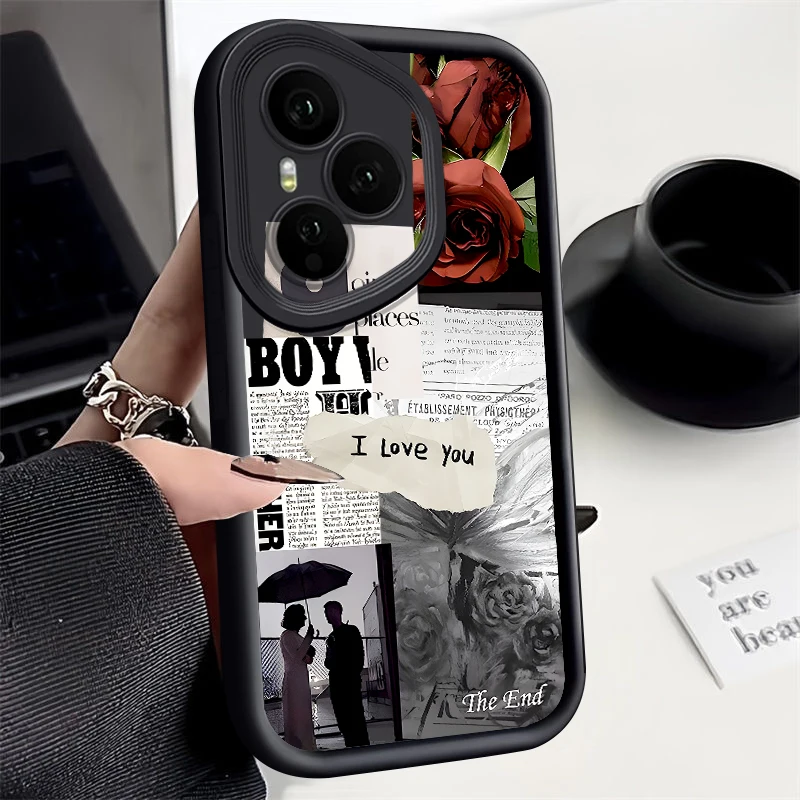 Фото Мягкий силиконовый чехол для Honor 400 200 Pro Magic7 Lite X8c X9c Smart X6a X6b X6c с узором «Коллаж» для повседневного использования, противоударный №2