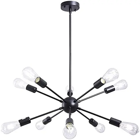 

Chandeliers Light Fixture Mid Century Modern Hanging Lighting Industrial 10-Light Pendant Light for Dining Living Room Bedroom K