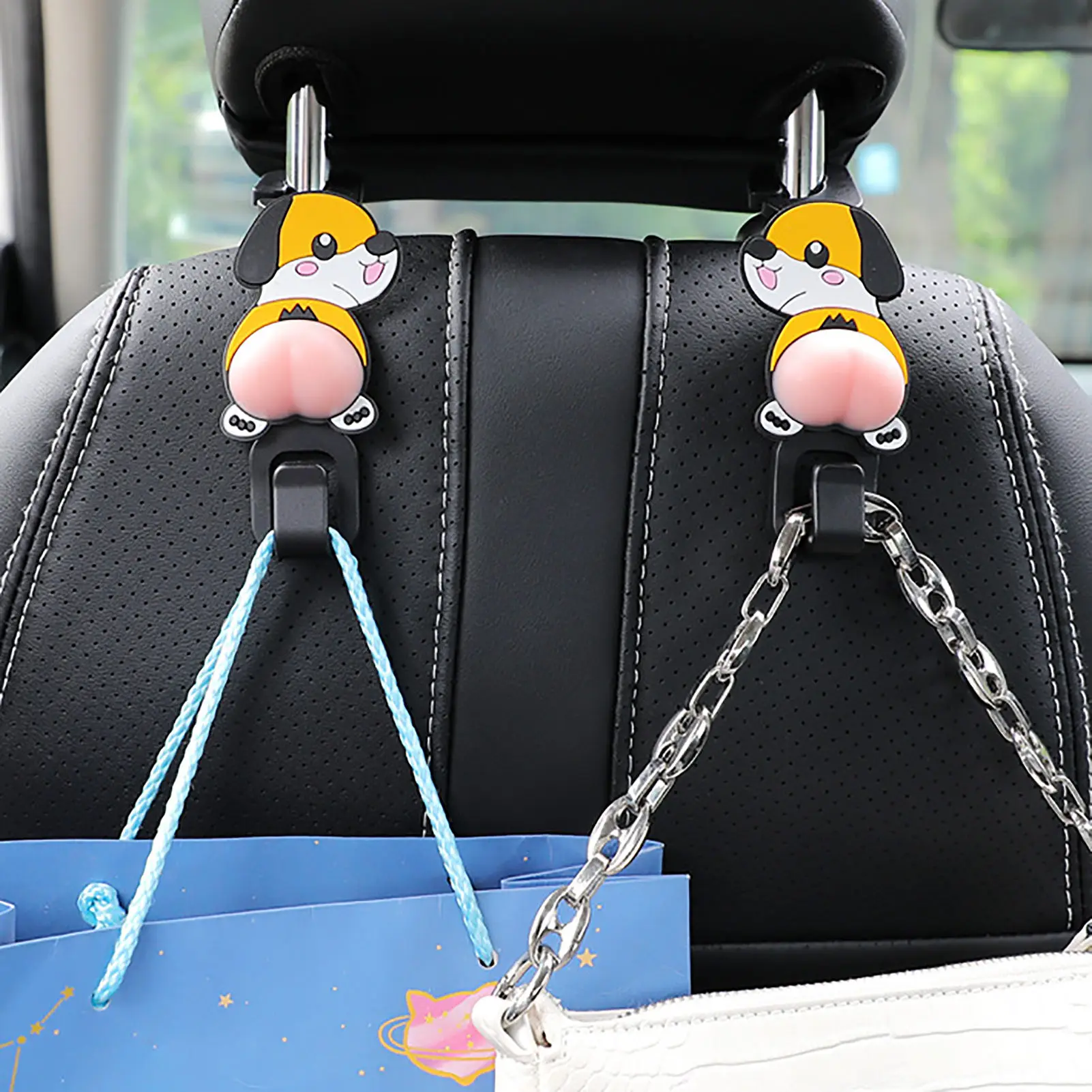 

Headrest Hooks For Car Car Seat Hooks For Bags 2PCS Multifunctional Cartoon Car Interior Accessories