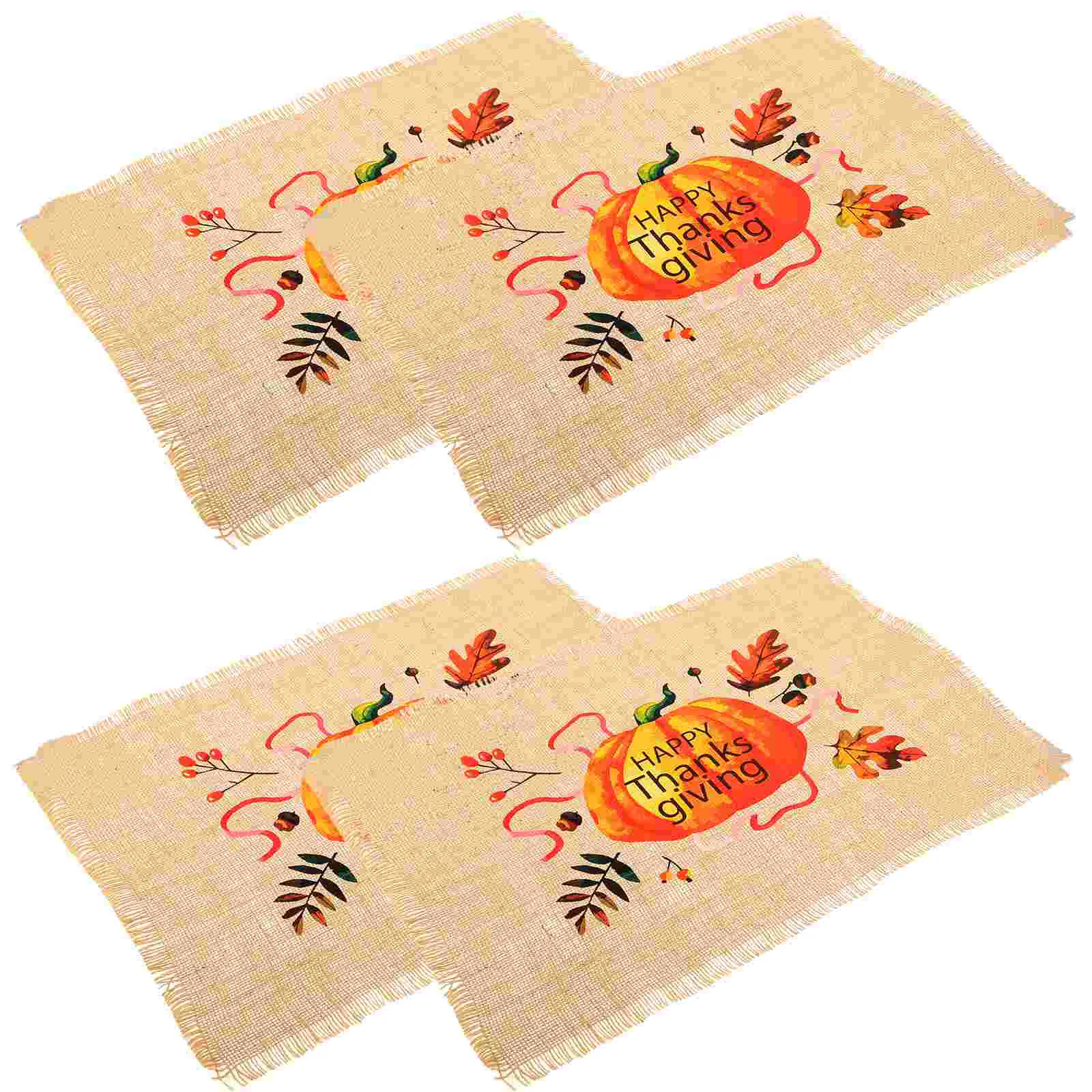 

Table Mats Thanksgiving Placemats Fall Set Placemat Pad Leaves Pumpkin Autumn Farmhouse Place Decor Decorations Heatday
