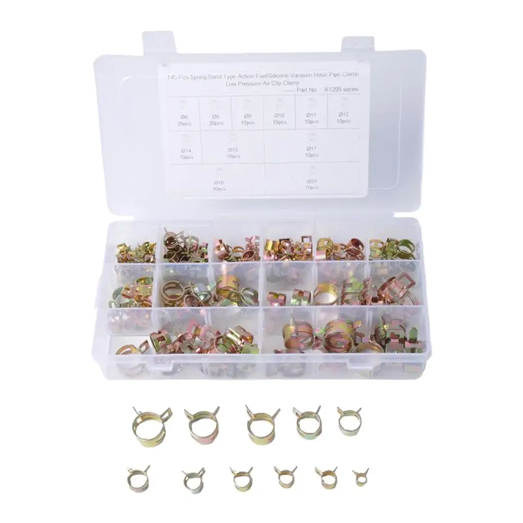 

145 шт. пружинные зажимы-силиконовый зажим для вакуумного шланга низкого давления и зажим (6 мм 8 мм 9 мм 10 мм 12 мм 14 мм 15 мм 17 мм 18 мм)