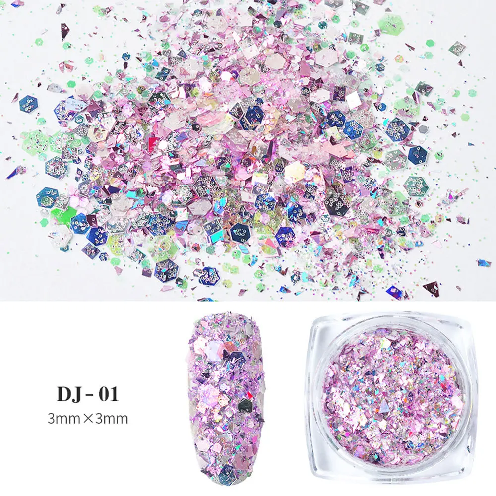 

1PCS Purple Nail Mermaid Glitter Flakes Sparkly 3D Hexagon Colorful Sequins Spangles Polish Manicure Nails Art Decorations DJ-01