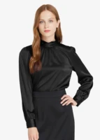 yunfreesilk retro style silk blouse 19 momme charmeuse smooth top ladies office blouse