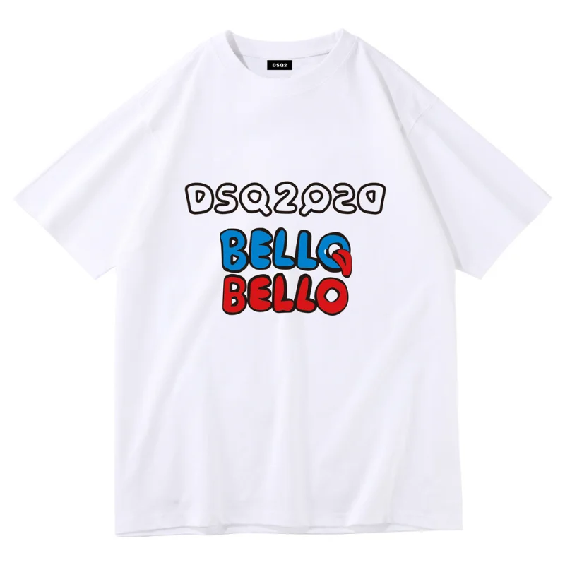 

DSQ2 Brand New Print Fashion DSQICON2 Casual Short Sleeve Cotton Street Hip Hop Pure T-shirt Boyfriend Girlfriend Gift