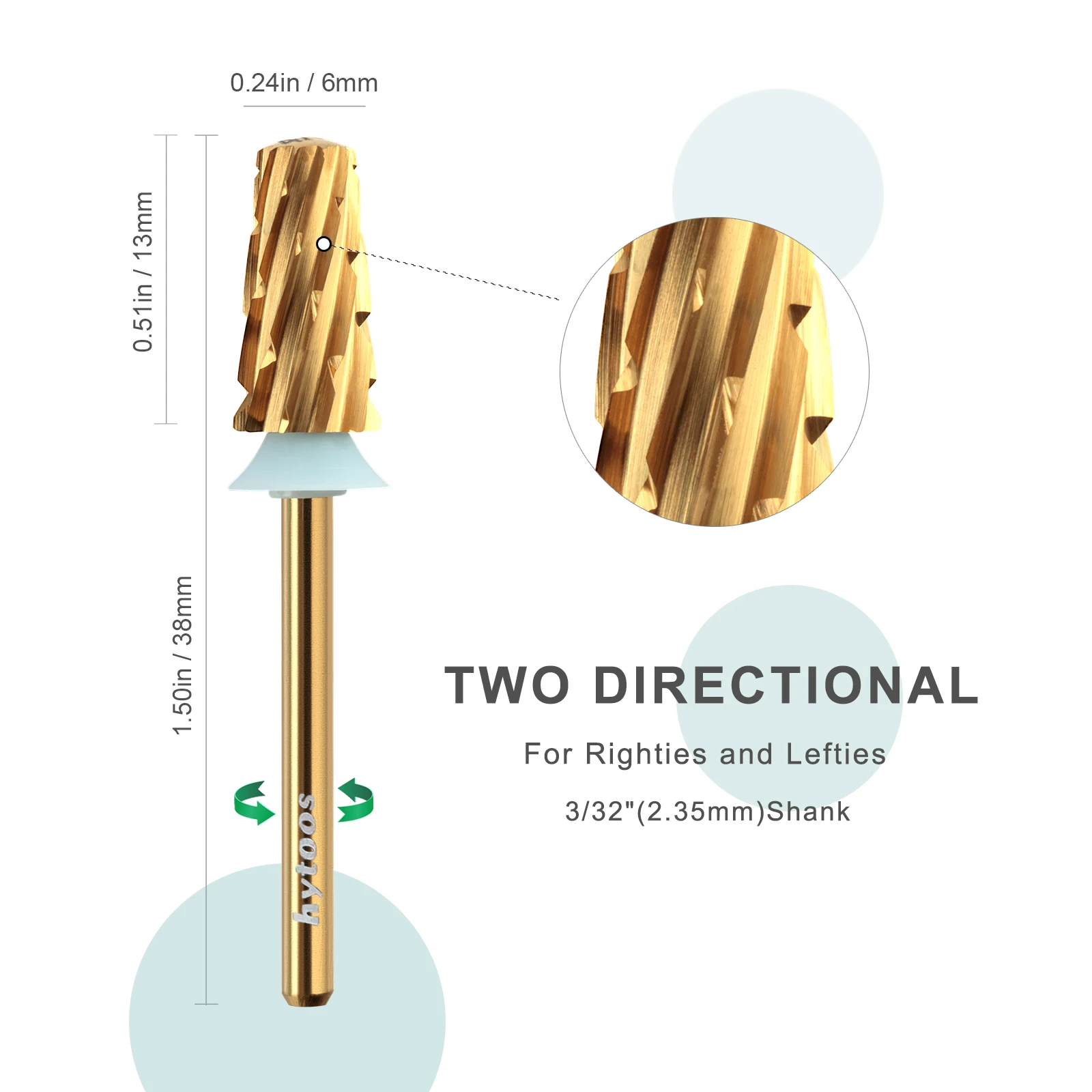 HYTOOS 4XC титановые конические сверла для ногтей безопасные твердосплавные